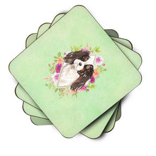 Load image into Gallery viewer, Tricolor Cavalier Spaniel Green Flowers Coasters - Set of 4 Lightweight Foam, Absorbent Drink Coasters  CK4366FC