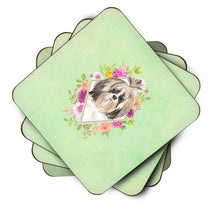 Load image into Gallery viewer, Shih Tzu Green Flowers Coasters - Set of 4 Lightweight Foam, Absorbent Drink Coasters  CK4372FC