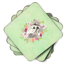Load image into Gallery viewer, Schnauzer #1 Green Flowers Coasters - Set of 4 Lightweight Foam, Absorbent Drink Coasters  CK4375FC