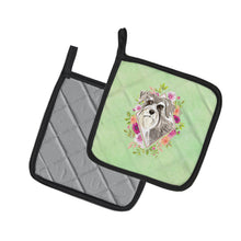 Load image into Gallery viewer, Schnauzer #1 Green Flowers Pot Holders - Set of 2 - Heat-Resistant Kitchen Essentials CK4375PTHD