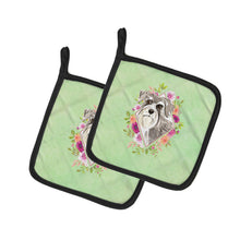 Load image into Gallery viewer, Schnauzer #1 Green Flowers Pot Holders - Set of 2 - Heat-Resistant Kitchen Essentials CK4375PTHD