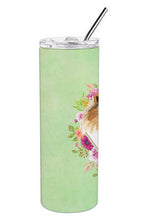 Load image into Gallery viewer, Collie Green Flowers Double Walled Stainless Steel 20 oz Skinny Tumbler CK4376TBL20