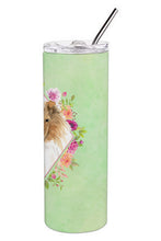 Load image into Gallery viewer, Collie Green Flowers Double Walled Stainless Steel 20 oz Skinny Tumbler CK4376TBL20