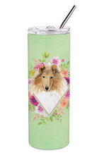 Load image into Gallery viewer, Collie Green Flowers Double Walled Stainless Steel 20 oz Skinny Tumbler CK4376TBL20