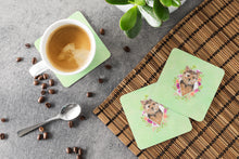 Load image into Gallery viewer, Norwich Terrier Green Flowers Coasters - Set of 4 Lightweight Foam, Absorbent Drink Coasters  CK4380FC
