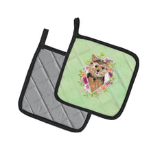 Load image into Gallery viewer, Norwich Terrier Green Flowers Pot Holders - Set of 2 - Heat-Resistant Kitchen Essentials CK4380PTHD