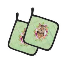 Load image into Gallery viewer, Norwich Terrier Green Flowers Pot Holders - Set of 2 - Heat-Resistant Kitchen Essentials CK4380PTHD