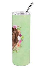 Load image into Gallery viewer, Newfoundland Green Flowers Double Walled Stainless Steel 20 oz Skinny Tumbler CK4381TBL20
