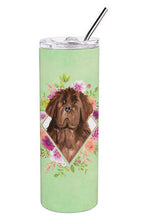 Load image into Gallery viewer, Newfoundland Green Flowers Double Walled Stainless Steel 20 oz Skinny Tumbler CK4381TBL20