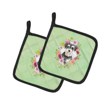 Load image into Gallery viewer, Schnauzer #2 Green Flowers Pot Holders - Set of 2 - Heat-Resistant Kitchen Essentials CK4382PTHD