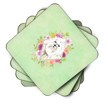 Load image into Gallery viewer, Maltese Green Flowers Coasters - Set of 4 Lightweight Foam, Absorbent Drink Coasters  CK4383FC