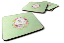 Load image into Gallery viewer, Maltese Green Flowers Coasters - Set of 4 Lightweight Foam, Absorbent Drink Coasters  CK4383FC