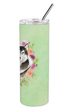 Load image into Gallery viewer, Alaskan Malamute Green Flowers Double Walled Stainless Steel 20 oz Skinny Tumbler CK4384TBL20