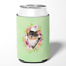 Load image into Gallery viewer, Longhaired Chihuahua Green Flowers Can or Bottle Hugger CK4385CC
