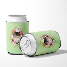 Load image into Gallery viewer, Longhaired Chihuahua Green Flowers Can or Bottle Hugger CK4385CC