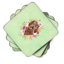 Load image into Gallery viewer, Labradoodle Green Flowers Coasters - Set of 4 Lightweight Foam, Absorbent Drink Coasters  CK4388FC