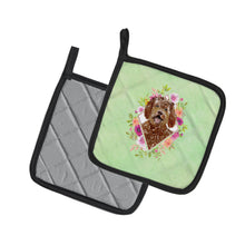 Load image into Gallery viewer, Labradoodle Green Flowers Pot Holders - Set of 2 - Heat-Resistant Kitchen Essentials CK4388PTHD