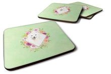 Load image into Gallery viewer, Japanese Spitz Green Flowers Coasters - Set of 4 Lightweight Foam, Absorbent Drink Coasters  CK4389FC