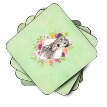 Load image into Gallery viewer, Irish Wolfhound Green Flowers Coasters - Set of 4 Lightweight Foam, Absorbent Drink Coasters  CK4391FC