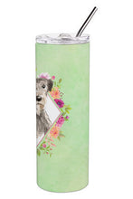 Load image into Gallery viewer, Irish Wolfhound Green Flowers Double Walled Stainless Steel 20 oz Skinny Tumbler CK4391TBL20