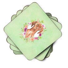 Load image into Gallery viewer, Vizsla Green Flowers Coasters - Set of 4 Lightweight Foam, Absorbent Drink Coasters  CK4392FC