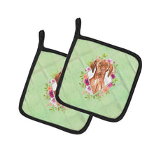 Load image into Gallery viewer, Vizsla Green Flowers Pot Holders - Set of 2 - Heat-Resistant Kitchen Essentials CK4392PTHD