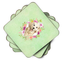 Load image into Gallery viewer, Golden Retriever Green Flowers Coasters - Set of 4 Lightweight Foam, Absorbent Drink Coasters  CK4395FC