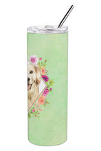 Load image into Gallery viewer, Golden Retriever Green Flowers Double Walled Stainless Steel 20 oz Skinny Tumbler CK4395TBL20
