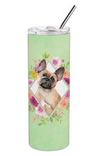 Load image into Gallery viewer, Fawn French Bulldog Green Flowers Double Walled Stainless Steel 20 oz Skinny Tumbler CK4398TBL20