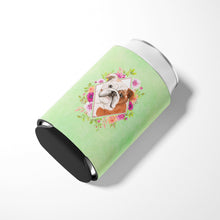 Load image into Gallery viewer, English Bulldog Green Flowers Can or Bottle Hugger CK4400CC