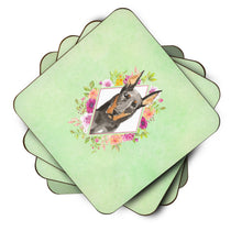 Load image into Gallery viewer, Doberman Pinsher Green Flowers Coasters - Set of 4 Lightweight Foam, Absorbent Drink Coasters  CK4401FC