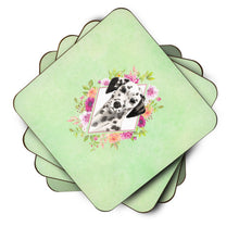 Load image into Gallery viewer, Dalmatian Green Flowers Coasters - Set of 4 Lightweight Foam, Absorbent Drink Coasters  CK4402FC