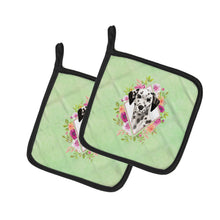 Load image into Gallery viewer, Dalmatian Green Flowers Pot Holders - Set of 2 - Heat-Resistant Kitchen Essentials CK4402PTHD