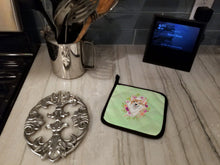 Load image into Gallery viewer, Corgi Green Flowers Pot Holders - Set of 2 - Heat-Resistant Kitchen Essentials CK4403PTHD