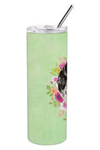 Load image into Gallery viewer, Black Parti Cocker Spaniel Green Flowers Double Walled Stainless Steel 20 oz Skinny Tumbler CK4404TBL20
