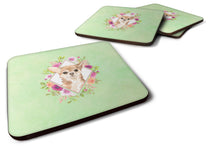 Load image into Gallery viewer, Chihuahua Green Flowers Coasters - Set of 4 Lightweight Foam, Absorbent Drink Coasters  CK4405FC