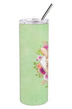 Load image into Gallery viewer, Chihuahua Green Flowers Double Walled Stainless Steel 20 oz Skinny Tumbler CK4405TBL20