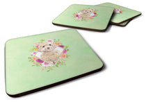Load image into Gallery viewer, Champagne Cockapoo Green Flowers Coasters - Set of 4 Lightweight Foam, Absorbent Drink Coasters  CK4406FC