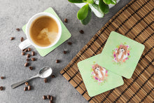 Load image into Gallery viewer, Cavapoo Green Flowers Coasters - Set of 4 Lightweight Foam, Absorbent Drink Coasters  CK4407FC