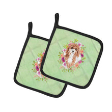 Load image into Gallery viewer, Cavapoo Green Flowers Pot Holders - Set of 2 - Heat-Resistant Kitchen Essentials CK4407PTHD