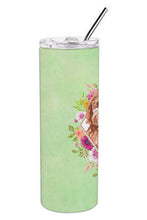 Load image into Gallery viewer, Cavapoo Green Flowers Double Walled Stainless Steel 20 oz Skinny Tumbler CK4407TBL20