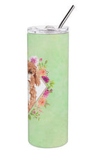 Load image into Gallery viewer, Cavapoo Green Flowers Double Walled Stainless Steel 20 oz Skinny Tumbler CK4407TBL20