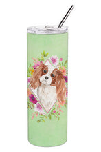 Load image into Gallery viewer, Blenheim Cavalier Spaniel Green Flowers Double Walled Stainless Steel 20 oz Skinny Tumbler CK4408TBL20