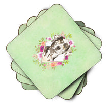 Load image into Gallery viewer, Catahoula Leopard Dog Green Flowers Coasters - Set of 4 Lightweight Foam, Absorbent Drink Coasters  CK4409FC
