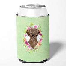 Load image into Gallery viewer, Chocolate Labrador Green Flowers Can or Bottle Hugger CK4411CC