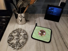 Load image into Gallery viewer, Chocolate Labrador Green Flowers Pot Holders - Set of 2 - Heat-Resistant Kitchen Essentials CK4411PTHD