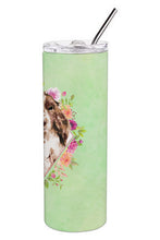 Load image into Gallery viewer, Brown Parti Cocker Spaniel Green Flowers Double Walled Stainless Steel 20 oz Skinny Tumbler CK4412TBL20