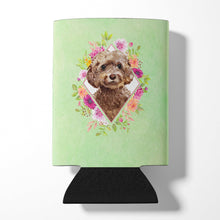 Load image into Gallery viewer, Chocolate Cockapoo Green Flowers Can or Bottle Hugger CK4413CC