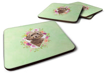 Load image into Gallery viewer, Chocolate Cockapoo Green Flowers Coasters - Set of 4 Lightweight Foam, Absorbent Drink Coasters  CK4413FC