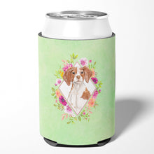 Load image into Gallery viewer, Brittany Spaniel Green Flowers Can or Bottle Hugger CK4414CC